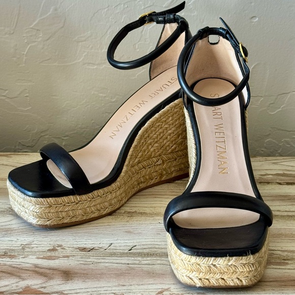 Stuart Weitzman black Nudistcurve wedge sandal Size 6.5 - Picture 2 of 5
